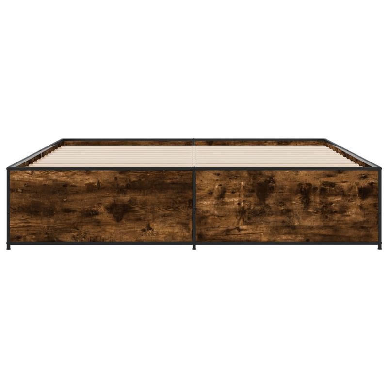 Casa si Gradina - Mobilier - Paturi si accesorii - Paturi - Cadru de pat, stejar fumuriu 200x200 cm lemn prelucrat si metal - Infinity.ro