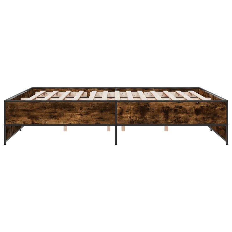 Casa si Gradina - Mobilier - Paturi si accesorii - Paturi - Cadru de pat, stejar fumuriu 200x200 cm lemn prelucrat si metal - Infinity.ro