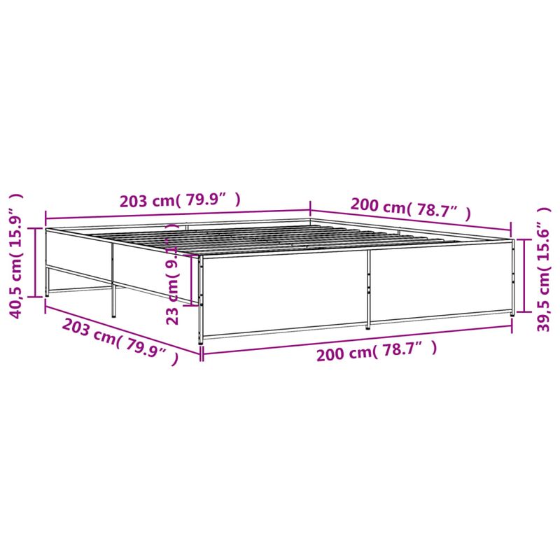 Casa si Gradina - Mobilier - Paturi si accesorii - Paturi - Cadru de pat, stejar fumuriu 200x200 cm lemn prelucrat si metal - Infinity.ro
