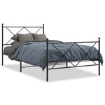 Casa si Gradina - Mobilier - Paturi si accesorii - Paturi - Cadru pat metalic cu tablii de cap/picioare, negru, 100x190 cm - Infinity.ro