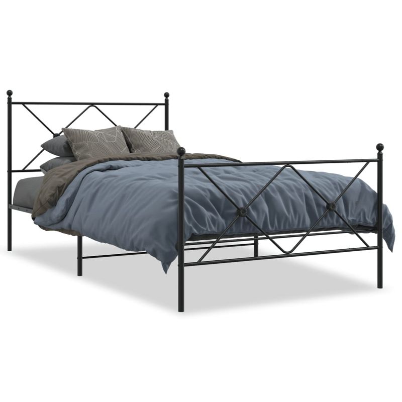 Casa si Gradina - Mobilier - Paturi si accesorii - Paturi - Cadru pat metalic cu tablii de cap/picioare, negru, 100x190 cm - Infinity.ro