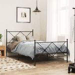 Casa si Gradina - Mobilier - Paturi si accesorii - Paturi - Cadru pat metalic cu tablii de cap/picioare, negru, 100x190 cm - Infinity.ro