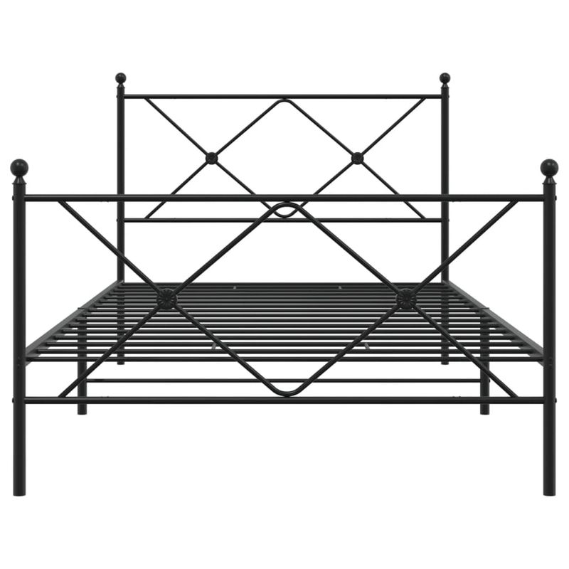 Casa si Gradina - Mobilier - Paturi si accesorii - Paturi - Cadru pat metalic cu tablii de cap/picioare, negru, 100x190 cm - Infinity.ro