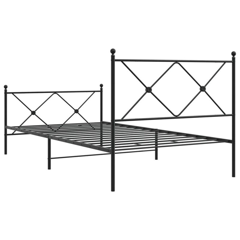 Casa si Gradina - Mobilier - Paturi si accesorii - Paturi - Cadru pat metalic cu tablii de cap/picioare, negru, 100x190 cm - Infinity.ro