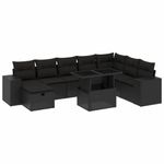 Casa si Gradina - Gradina si terasa - Mobilier exterior - Seturi mobila gradina - Set mobilier de gradina cu perne, 9 piese, negru, poliratan - Infinity.ro
