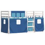 Casa si Gradina - Mobilier - Paturi si accesorii - Paturi - Pat supraetajat cu perdele, albastru, 80x200 cm, lemn masiv pin - Infinity.ro