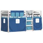 Casa si Gradina - Mobilier - Paturi si accesorii - Paturi - Pat supraetajat cu perdele, albastru, 80x200 cm, lemn masiv pin - Infinity.ro