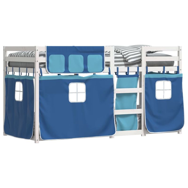 Casa si Gradina - Mobilier - Paturi si accesorii - Paturi - Pat supraetajat cu perdele, albastru, 80x200 cm, lemn masiv pin - Infinity.ro