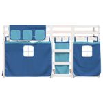 Casa si Gradina - Mobilier - Paturi si accesorii - Paturi - Pat supraetajat cu perdele, albastru, 80x200 cm, lemn masiv pin - Infinity.ro