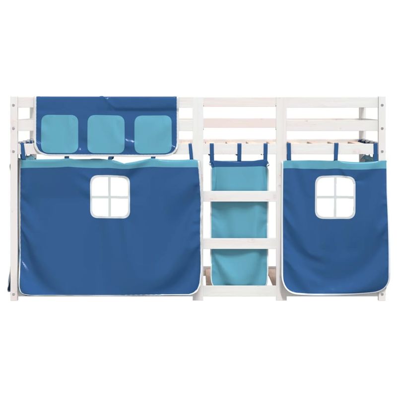 Casa si Gradina - Mobilier - Paturi si accesorii - Paturi - Pat supraetajat cu perdele, albastru, 80x200 cm, lemn masiv pin - Infinity.ro