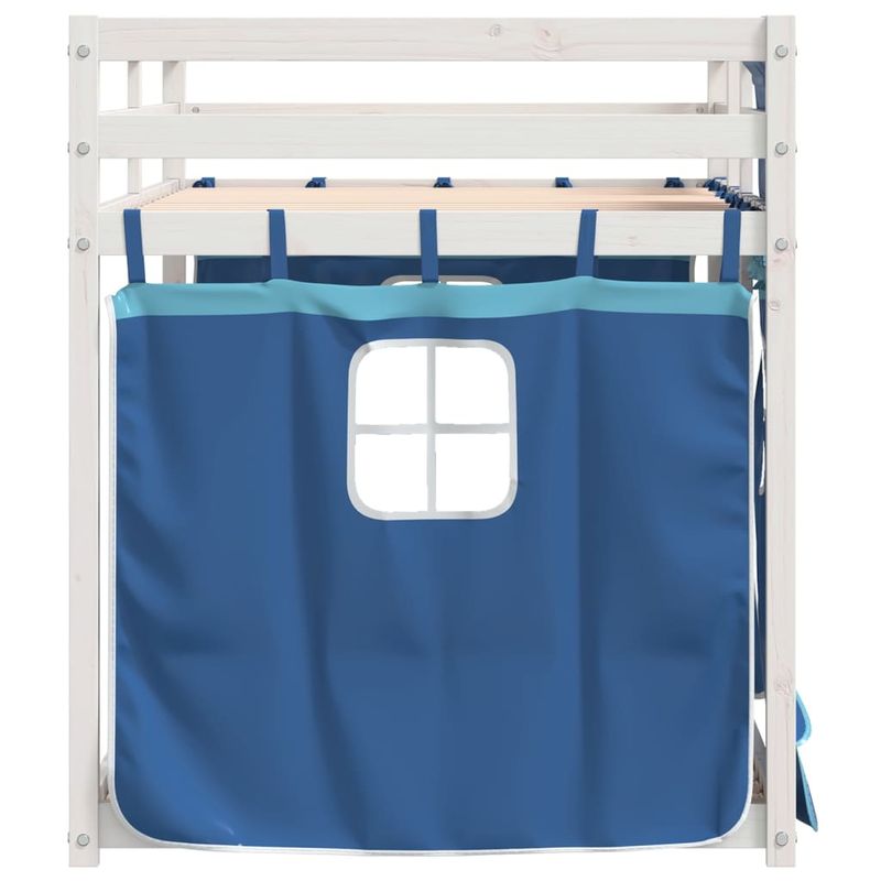 Casa si Gradina - Mobilier - Paturi si accesorii - Paturi - Pat supraetajat cu perdele, albastru, 80x200 cm, lemn masiv pin - Infinity.ro