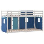 Casa si Gradina - Mobilier - Paturi si accesorii - Paturi - Pat supraetajat cu perdele, albastru, 80x200 cm, lemn masiv pin - Infinity.ro
