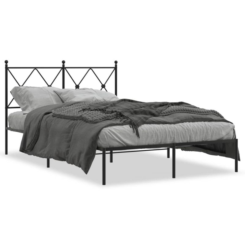 Casa si Gradina - Mobilier - Paturi si accesorii - Paturi - Cadru de pat metalic cu tablie, negru, 120x200 cm - Infinity.ro