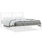 Casa si Gradina - Mobilier - Paturi si accesorii - Paturi - Cadru de pat metalic cu tablie, alb, 160x200 cm - Infinity.ro