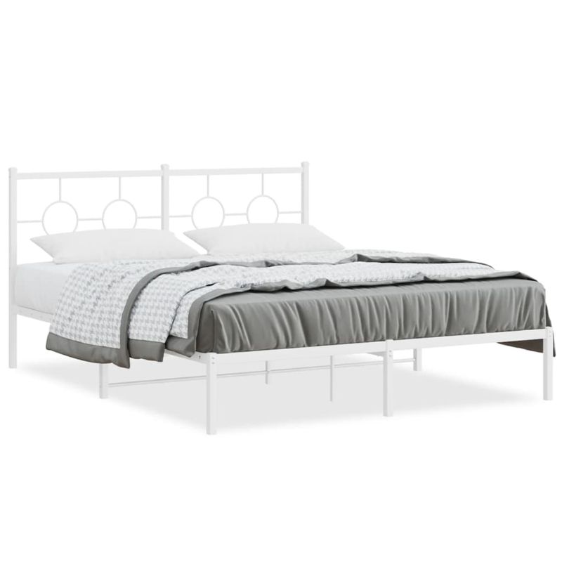 Casa si Gradina - Mobilier - Paturi si accesorii - Paturi - Cadru de pat metalic cu tablie, alb, 160x200 cm - Infinity.ro