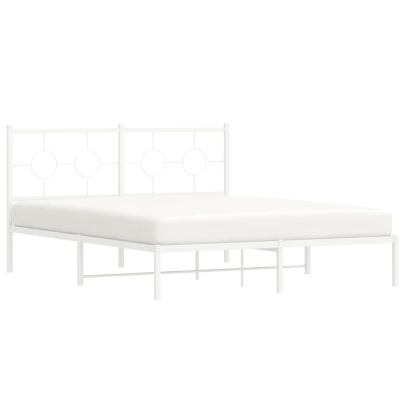 Casa si Gradina - Mobilier - Paturi si accesorii - Paturi - Cadru de pat metalic cu tablie, alb, 160x200 cm - Infinity.ro