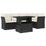 Casa si Gradina - Gradina si terasa - Mobilier exterior - Seturi mobila gradina - Set mobilier de gradina cu perne, 6 piese, negru, poliratan - Infinity.ro