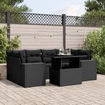 Casa si Gradina - Gradina si terasa - Mobilier exterior - Seturi mobila gradina - Set canapele de gradina cu perne, 7 piese, negru, poliratan - Infinity.ro