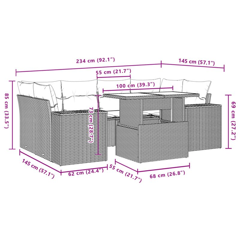 Casa si Gradina - Gradina si terasa - Mobilier exterior - Seturi mobila gradina - Set canapele de gradina cu perne, 7 piese, negru, poliratan - Infinity.ro