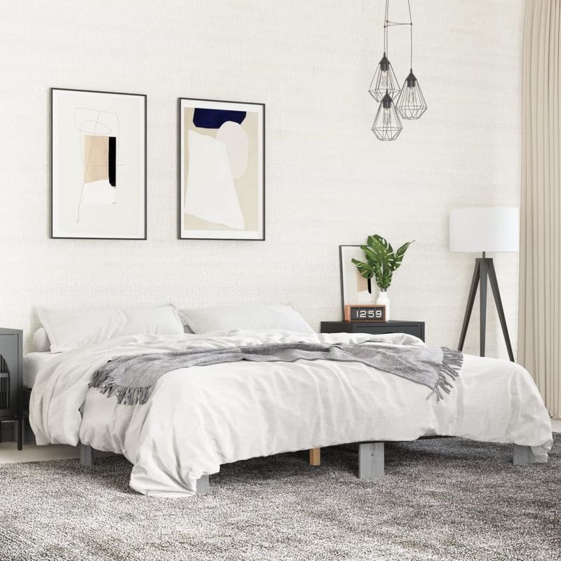 Casa si Gradina - Mobilier - Paturi si accesorii - Paturi - Cadru de pat, gri sonoma, 160x200 cm, lemn prelucrat si metal - Infinity.ro