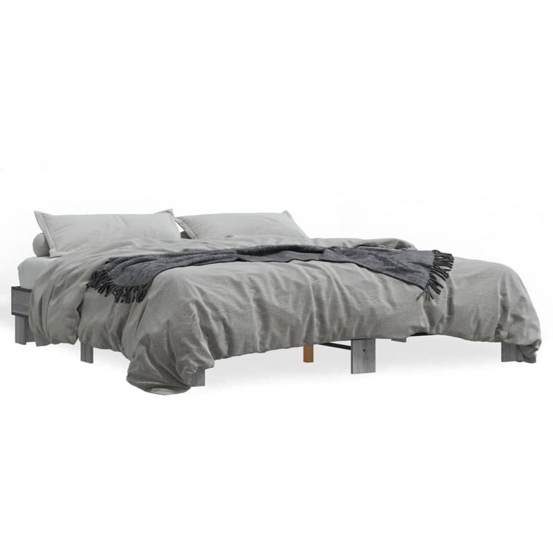 Casa si Gradina - Mobilier - Paturi si accesorii - Paturi - Cadru de pat, gri sonoma, 160x200 cm, lemn prelucrat si metal - Infinity.ro