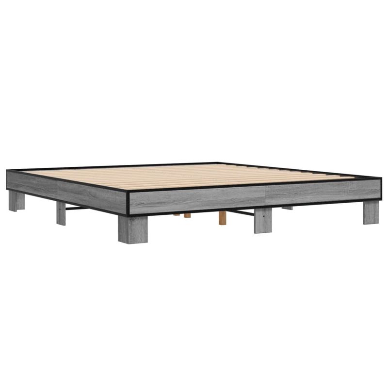 Casa si Gradina - Mobilier - Paturi si accesorii - Paturi - Cadru de pat, gri sonoma, 160x200 cm, lemn prelucrat si metal - Infinity.ro