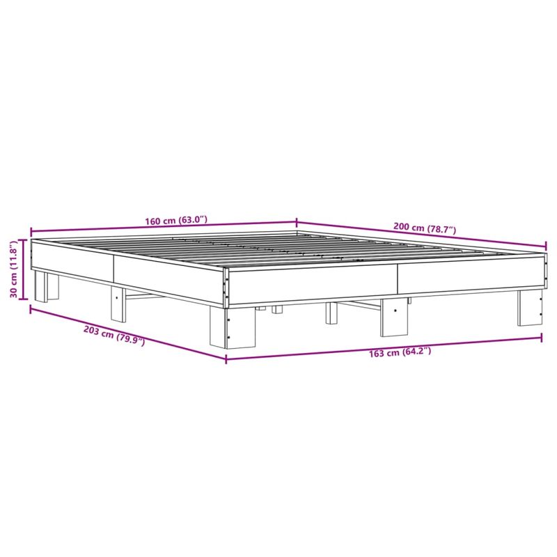 Casa si Gradina - Mobilier - Paturi si accesorii - Paturi - Cadru de pat, gri sonoma, 160x200 cm, lemn prelucrat si metal - Infinity.ro