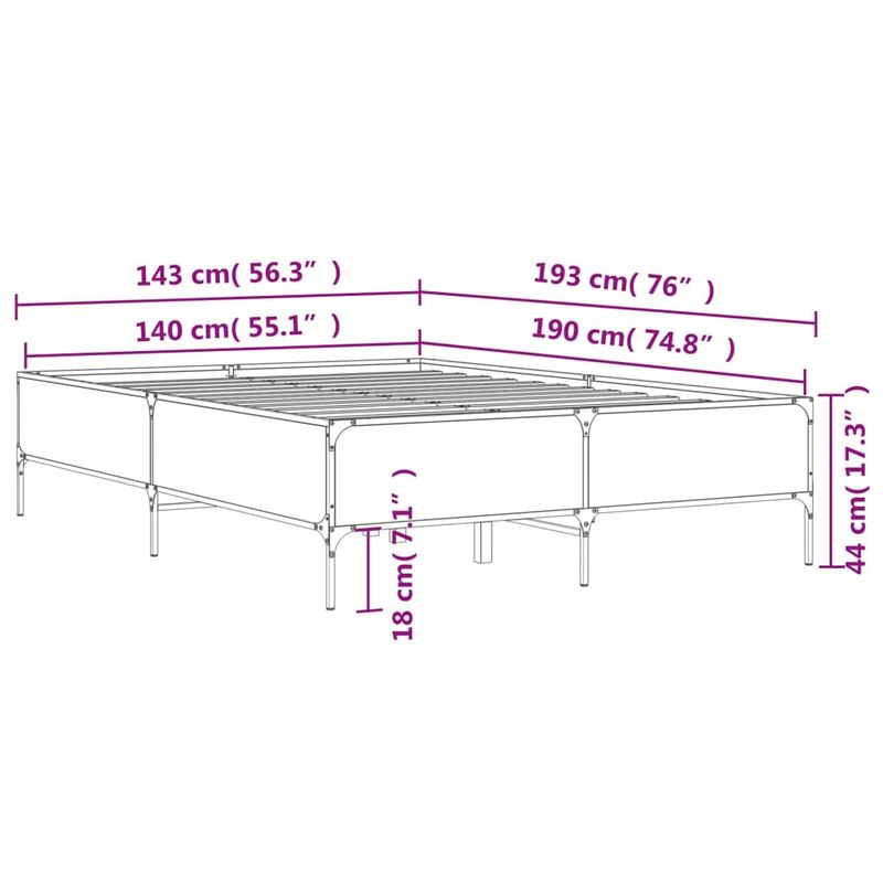 Casa si Gradina - Mobilier - Paturi si accesorii - Paturi - Cadru de pat, stejar sonoma, 140x190cm, lemn prelucrat si metal - Infinity.ro