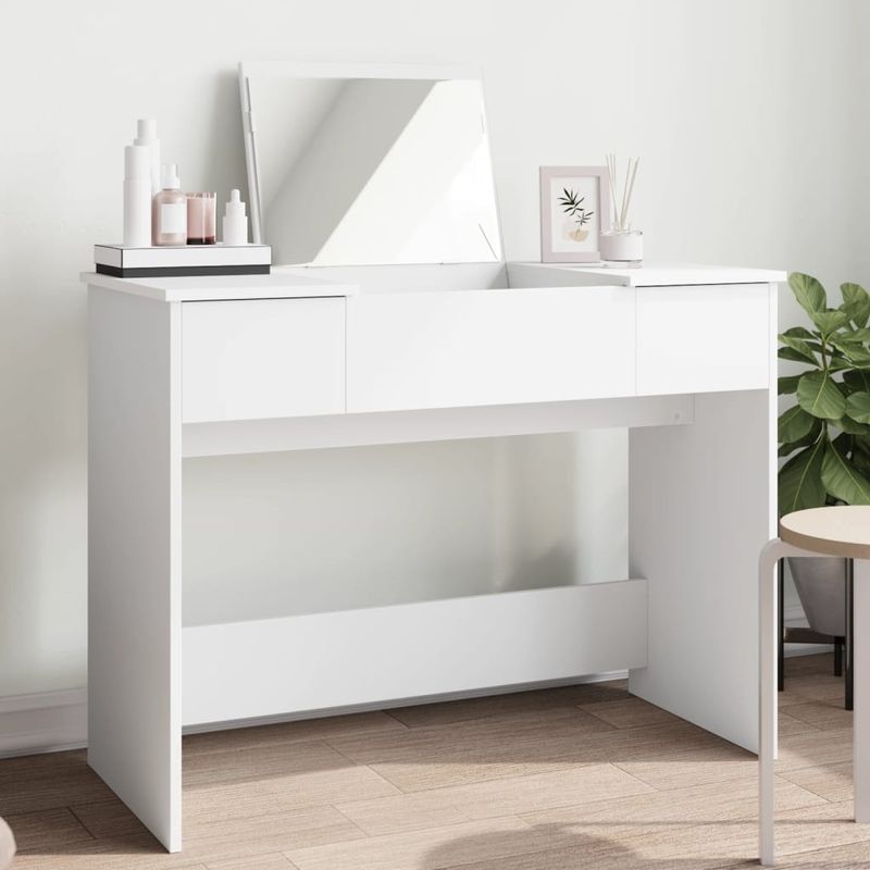 Casa si Gradina - Mobilier - Comode si corpuri - Masute de toaleta - Masa de toaleta cu oglinda, alb, 100x45x76 cm - Infinity.ro