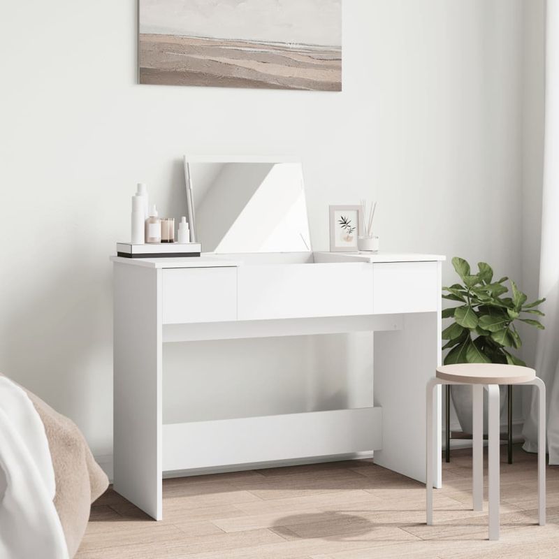 Casa si Gradina - Mobilier - Comode si corpuri - Masute de toaleta - Masa de toaleta cu oglinda, alb, 100x45x76 cm - Infinity.ro
