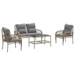 Casa si Gradina - Gradina si terasa - Mobilier exterior - Seturi mobila gradina - Set canapele de gradina, 4 piese, cu perne, bej, poliratan - Infinity.ro