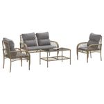 Casa si Gradina - Gradina si terasa - Mobilier exterior - Seturi mobila gradina - Set canapele de gradina, 4 piese, cu perne, bej, poliratan - Infinity.ro