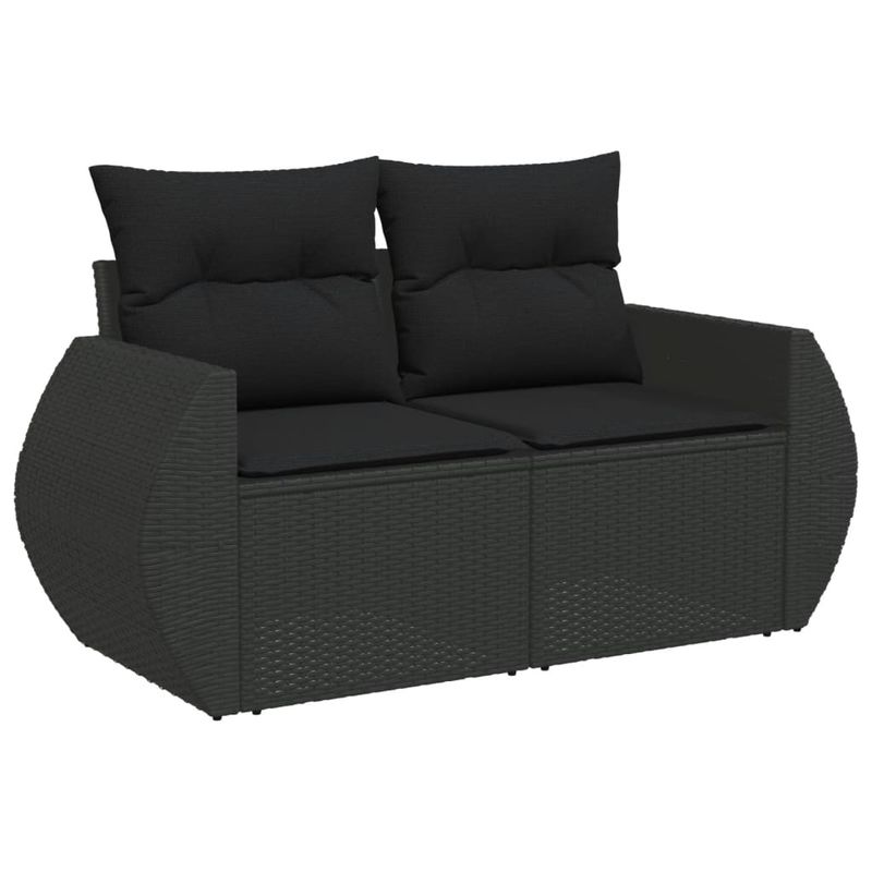 Casa si Gradina - Gradina si terasa - Mobilier exterior - Seturi mobila gradina - Set mobilier de gradina cu perne, 6 piese, negru, poliratan - Infinity.ro