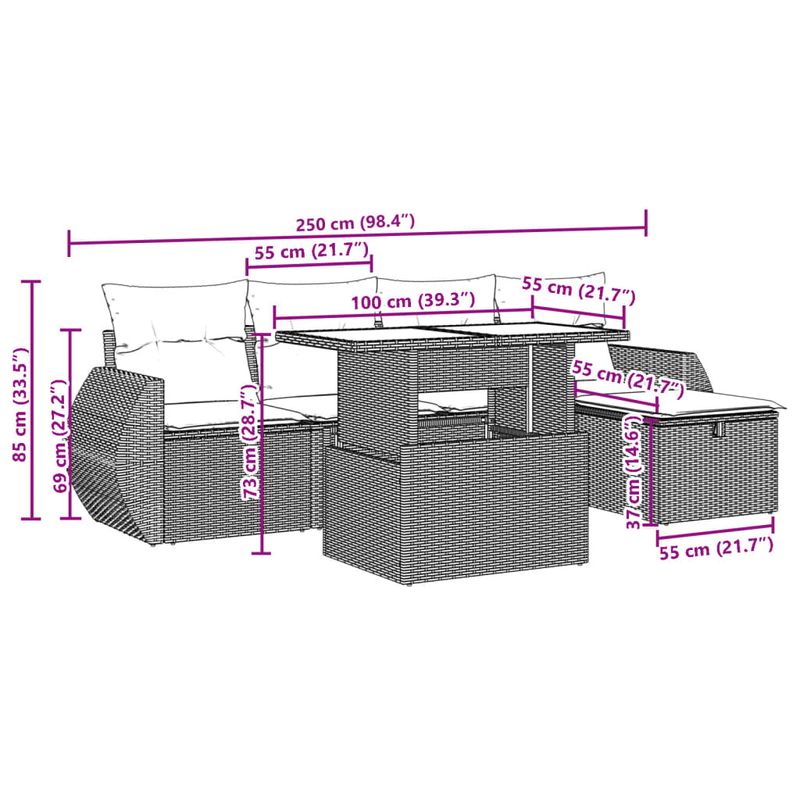 Casa si Gradina - Gradina si terasa - Mobilier exterior - Seturi mobila gradina - Set mobilier de gradina cu perne, 6 piese, negru, poliratan - Infinity.ro