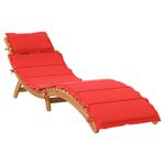 Casa si Gradina - Gradina si terasa - Mobilier exterior - Scaune si sezlonguri gradina - Sezlong cu perna, rosu, lemn masiv de acacia - Infinity.ro