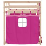 Casa si Gradina - Mobilier - Paturi si accesorii - Paturi - Pat supraetajat cu perdele, roz, 80x200 cm, lemn masiv pin - Infinity.ro