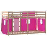 Casa si Gradina - Mobilier - Paturi si accesorii - Paturi - Pat supraetajat cu perdele, roz, 80x200 cm, lemn masiv pin - Infinity.ro