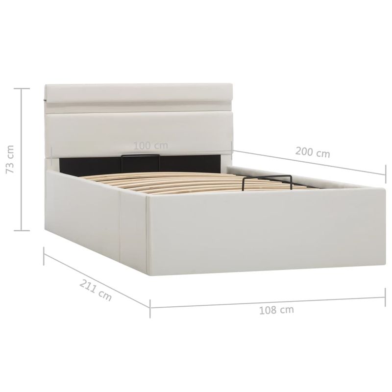 Casa si Gradina - Mobilier - Paturi si accesorii - Paturi - Cadru pat hidraulic lada si LED alb 100x200 cm piele ecologica - Infinity.ro