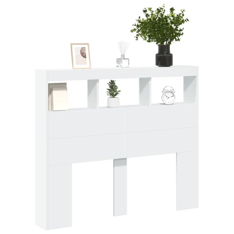 Casa si Gradina - Mobilier - Paturi si accesorii - Accesorii paturi - Tablie de pat cu LED, gri beton, 120x18,5x103,5 cm, lemn - Infinity.ro