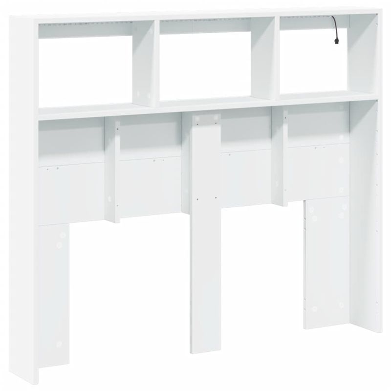 Casa si Gradina - Mobilier - Paturi si accesorii - Accesorii paturi - Tablie de pat cu LED, gri beton, 120x18,5x103,5 cm, lemn - Infinity.ro