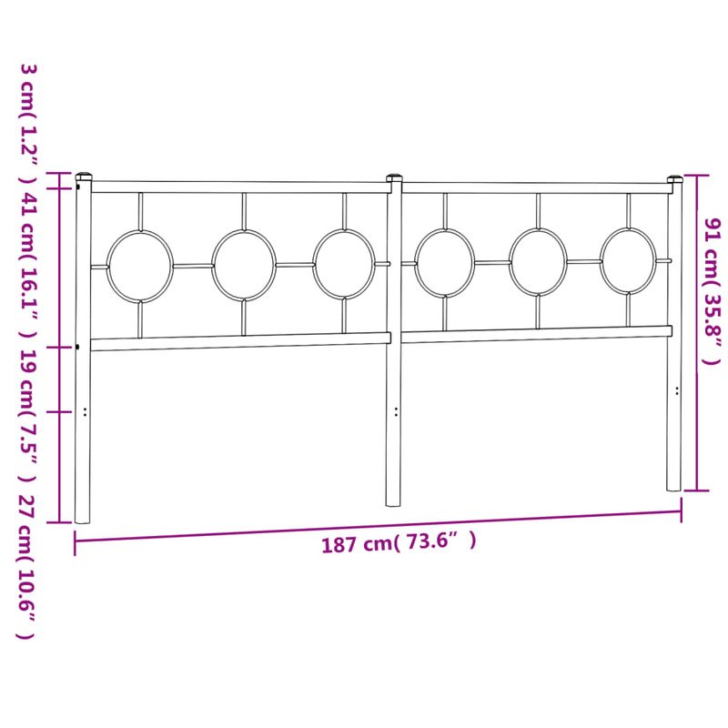 Casa si Gradina - Mobilier - Paturi si accesorii - Accesorii paturi - Tablie de pat metalica, alb, 180 cm - Infinity.ro