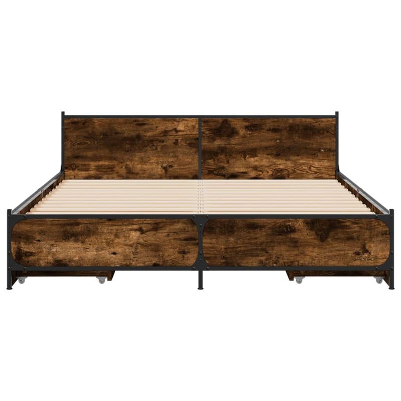 Casa si Gradina - Mobilier - Paturi si accesorii - Paturi - Cadru pat cu sertare stejar fumuriu 135x190 cm lemn prelucrat - Infinity.ro