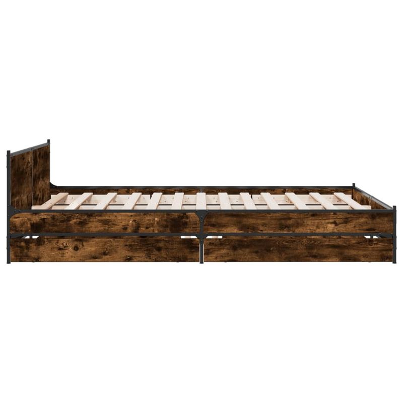 Casa si Gradina - Mobilier - Paturi si accesorii - Paturi - Cadru pat cu sertare stejar fumuriu 135x190 cm lemn prelucrat - Infinity.ro