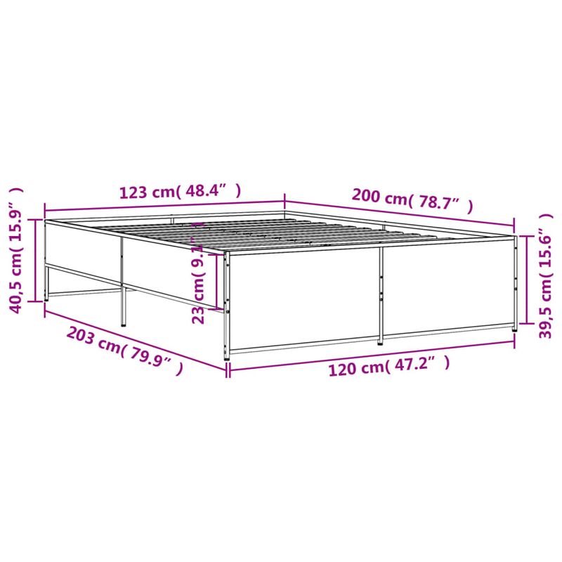 Casa si Gradina - Mobilier - Paturi si accesorii - Paturi - Cadru de pat, stejar sonoma, 120x200cm, lemn prelucrat si metal - Infinity.ro