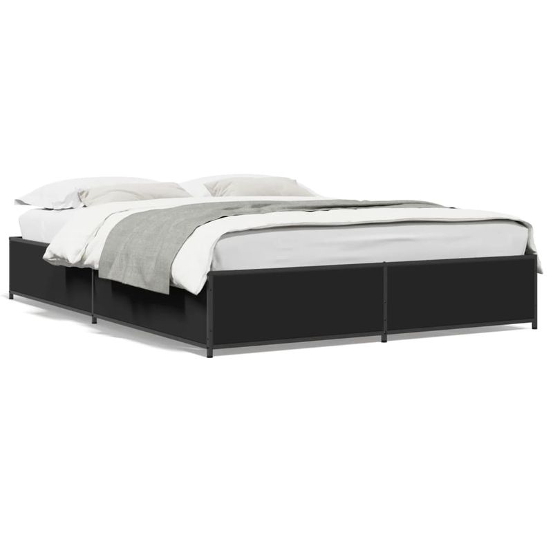 Casa si Gradina - Mobilier - Paturi si accesorii - Paturi - Cadru de pat, negru, 120x200 cm, lemn prelucrat si metal - Infinity.ro