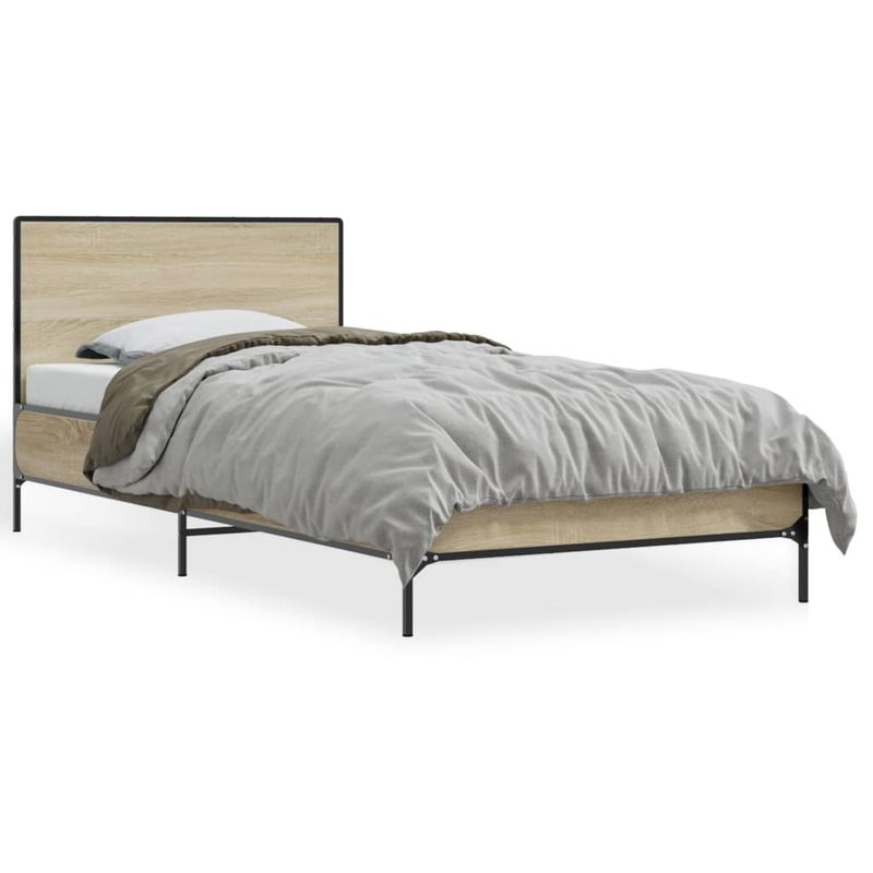 Casa si Gradina - Mobilier - Paturi si accesorii - Paturi - Cadru de pat, stejar sonoma, 90x190 cm, lemn prelucrat si metal - Infinity.ro