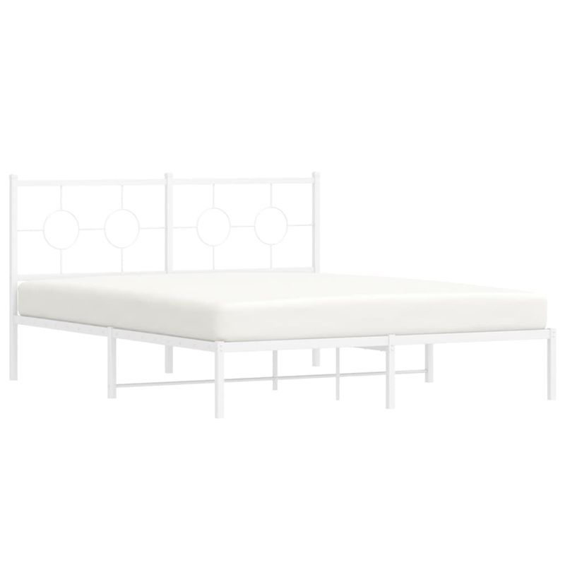 Casa si Gradina - Mobilier - Paturi si accesorii - Paturi - Cadru de pat metalic cu tablie, alb, 150x200 cm - Infinity.ro