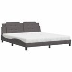 Casa si Gradina - Mobilier - Paturi si accesorii - Paturi - Pat cu saltea, gri, 180x200 cm, piele ecologica - Infinity.ro