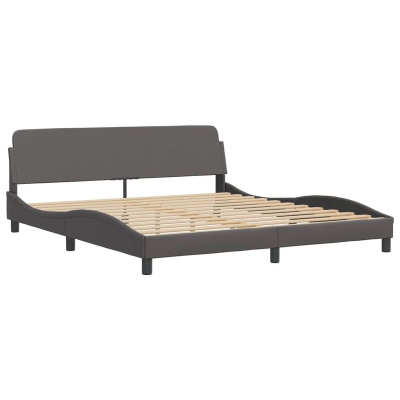 Casa si Gradina - Mobilier - Paturi si accesorii - Paturi - Pat cu saltea, gri, 180x200 cm, piele ecologica - Infinity.ro