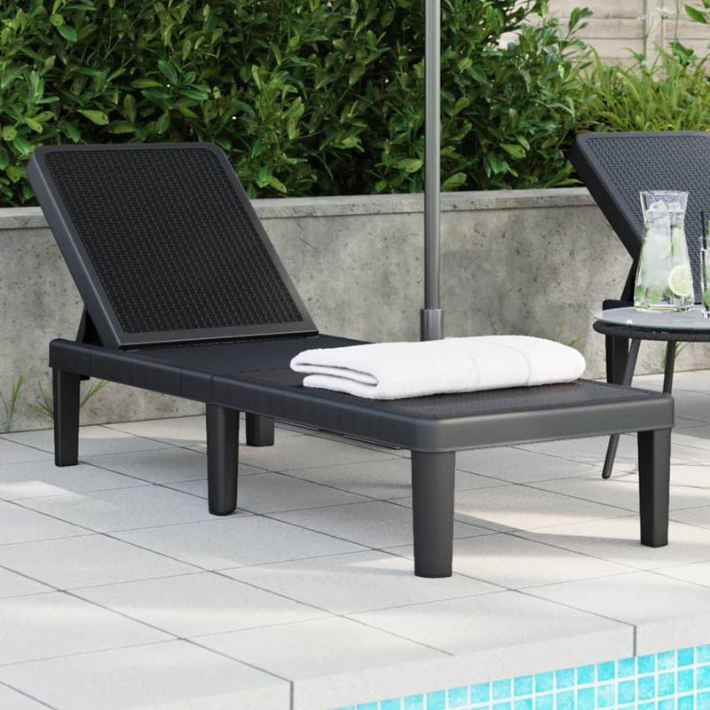Casa si Gradina - Gradina si terasa - Mobilier exterior - Scaune si sezlonguri gradina - Sezlong, negru, 159x57x83,5 cm, polipropilena - Infinity.ro